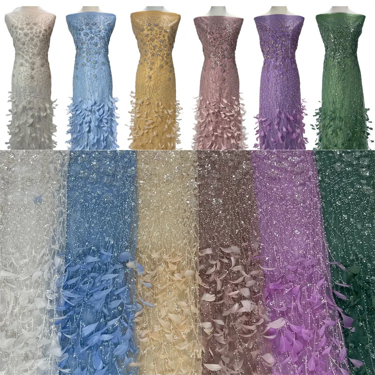 Оптовая Продажа с фабрики свадебное платье вышитыми блестками и перьями