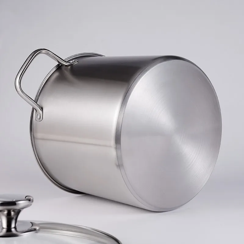 korean three layer non-stick commerccial kitchen restaurant stainless steel soup pot with glass lid small soup pots