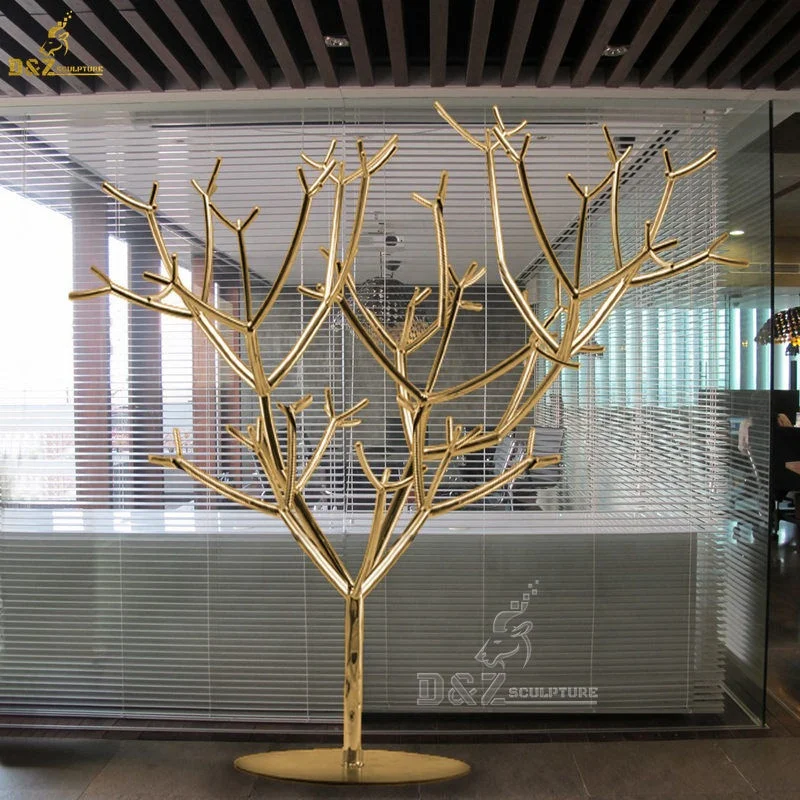 Urban large decoration Chinese manufacturer export stainless steel gold tree sculpture
