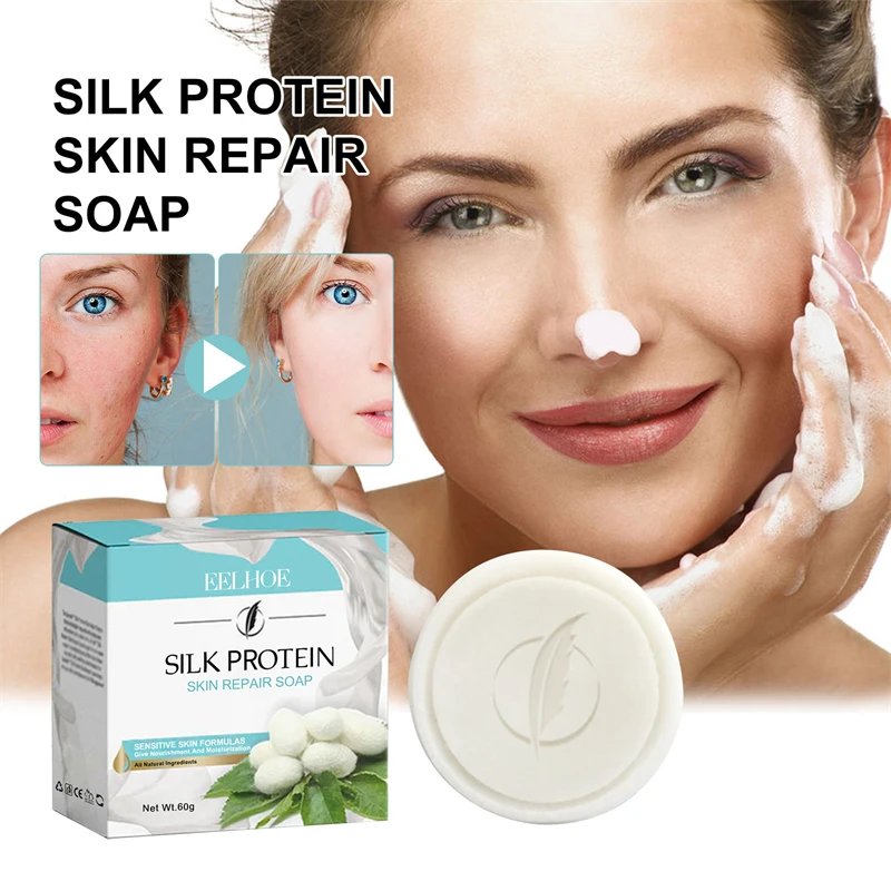 EELHOE silk protein skin repair face soap whitening acne repairing spot removing natural body soap bath and body works hand soap