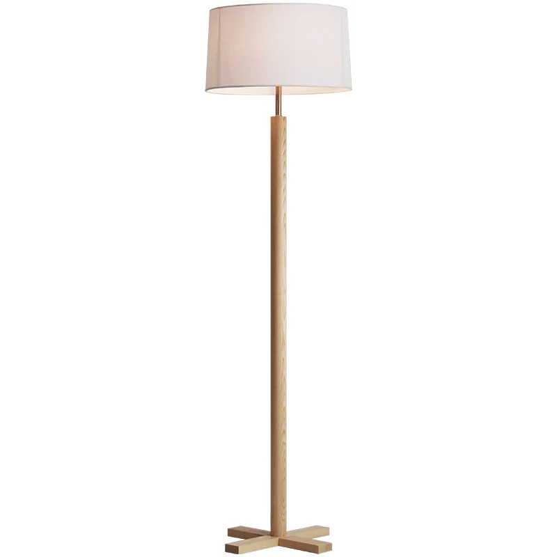 Luxury Modern Indoor Ashwood Fabric Shade Lamps Standing Floor Lamp