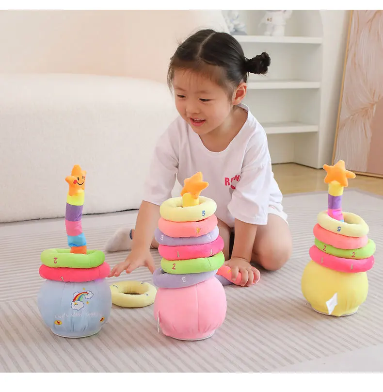 Hot selling plush electric luminescent music Loop toys parent-child interaction talking folding doll