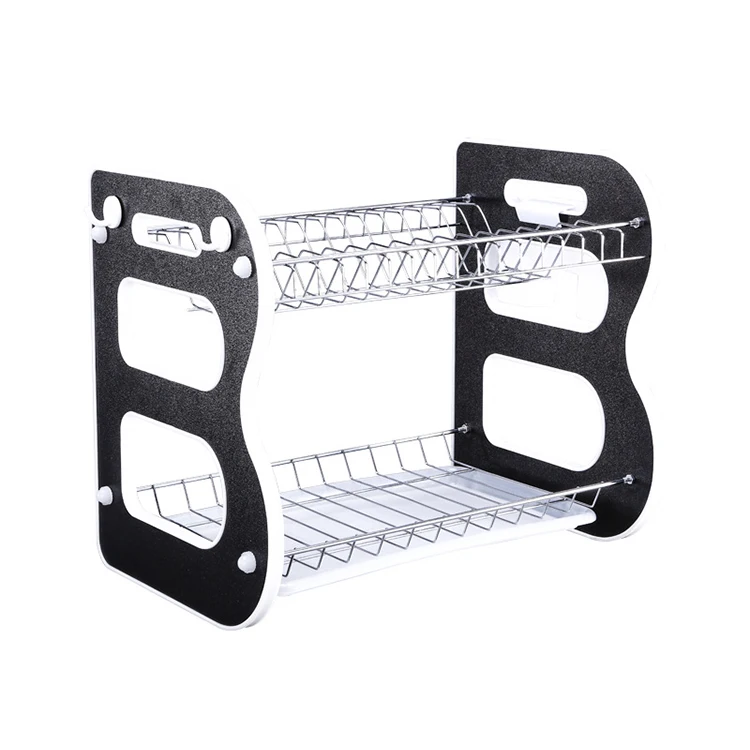 
Metal Pipe Double Layer Drainer Drying Dish Rack Kitchen Storage Supplies Detachable Kitchen Plate Rack 