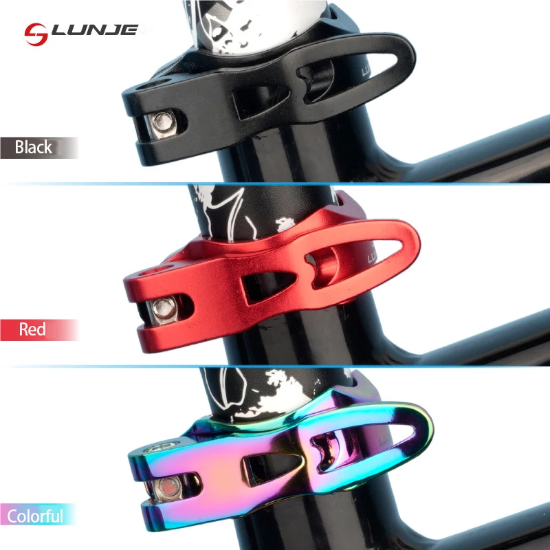 LUNJE Colorful 31.8/34.9mm Aluminum Alloy Seat Tube Clip Lockable Clamp Bicycle Se Atpost Clamps for Bike Other Parts