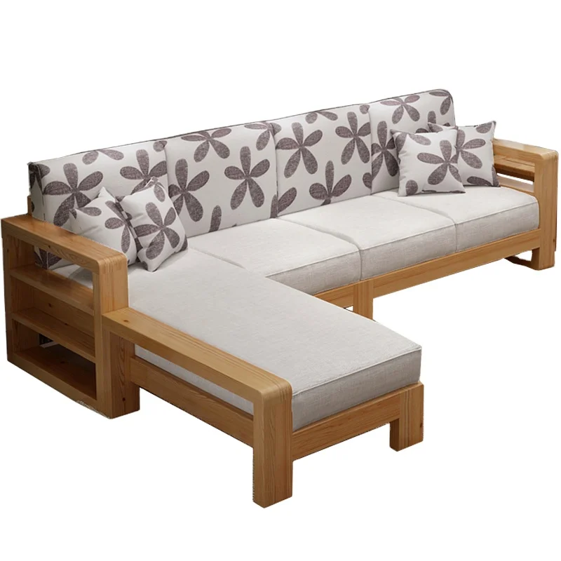 Скандинавское дерево, цельное дерево, гостиная в сочетании, маленькая семья, сосна, три человека, китайский уголок, l-образный диван, набор, комбинация