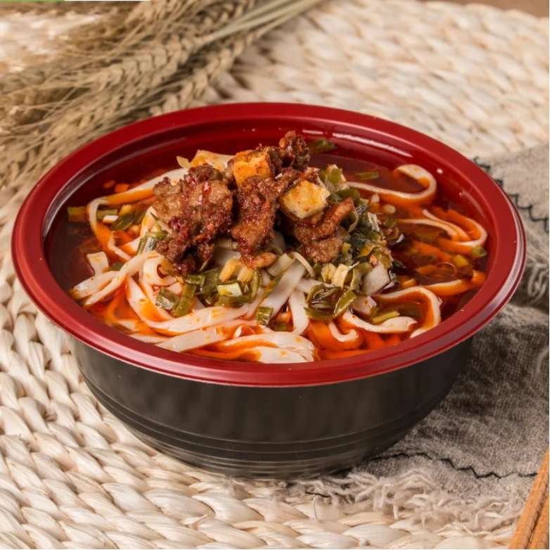 1000ml Big Capacity Microwavable made in Recyclable Plastic Material PP Soup / Ramen Bowl with OPS or Natural PP Lid