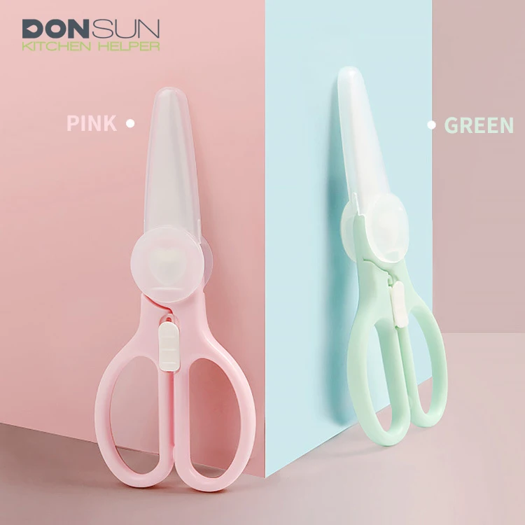 professional Baby Food ceramic scissors With plastic sheath