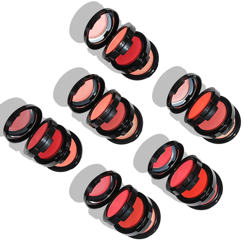 Natural Waterproof Long Lasting Silky Vegan High Pigment Face highlighter Cream blush Palette