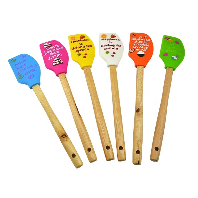 non-stick silicone spatulas with wooden handles