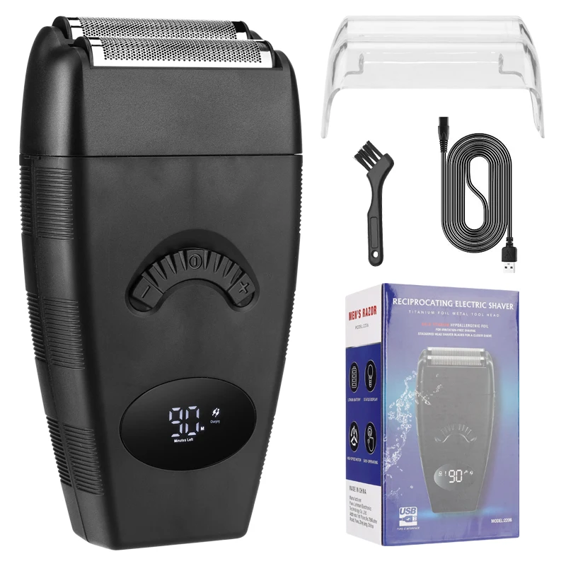Resuxi 2206 Twin Blade Wireless Rechargeable Electric Portable Waterproof Black Foil Shaver