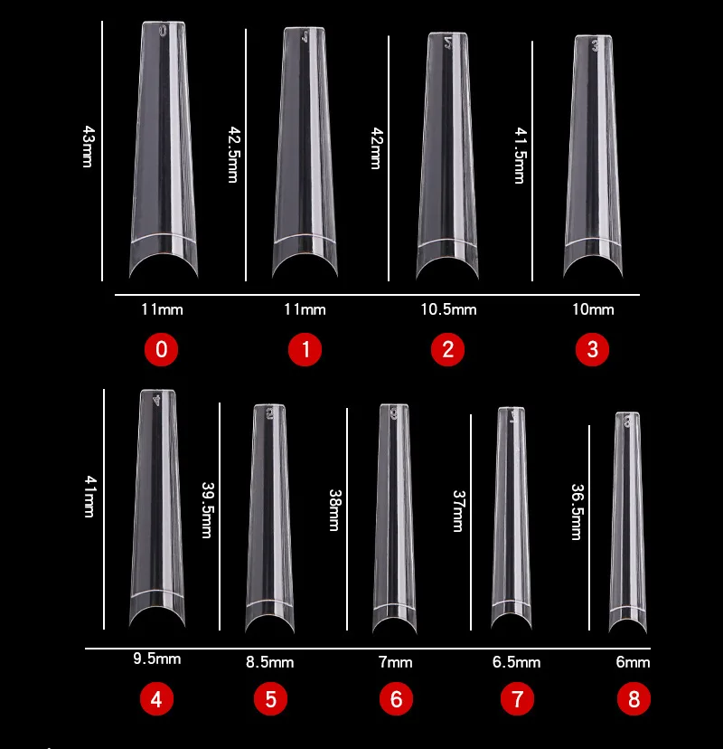 500 pcs Xxl Coffin Nail Tips No C Curve New Cheap Price Tapered Square Xxl Coffin Nail Tips No C Curve