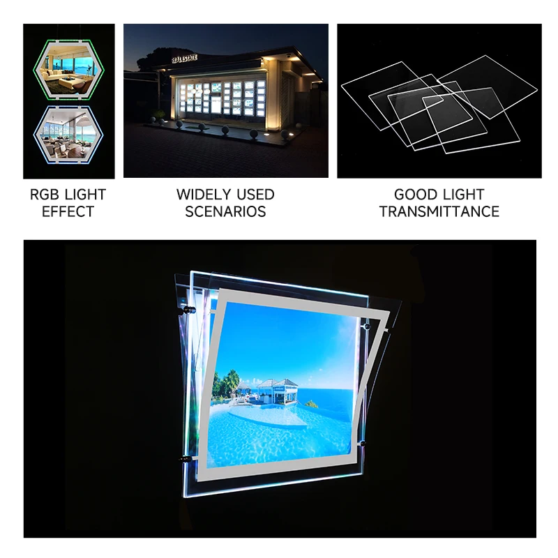 Рекламный дисплей меню для помещений настенный акриловый прозрачный лайтбокс ультратонкий Светодиодный Панель ресторана RGB
