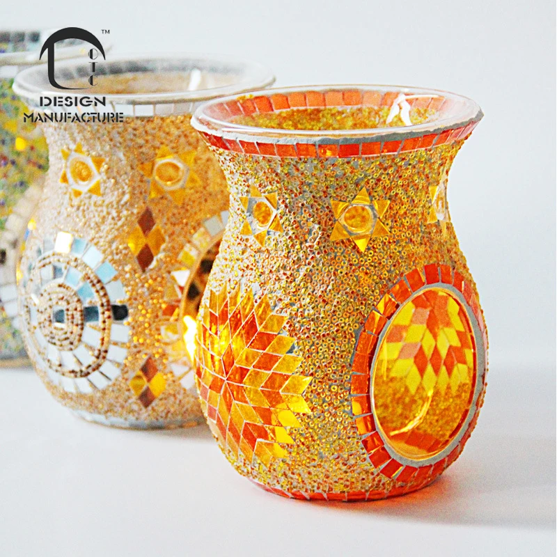 Factory Outlet Unique Electric Mosaic Glass Candle Wax Melter Scented Oil Burner for Home Fragrance