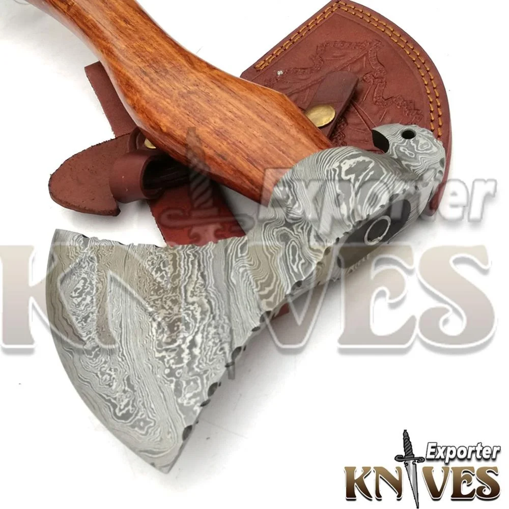 Blacksmith Custom Handmade Damascus Steel Axe / Hatchet Rose Wood