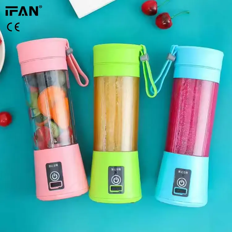 IFAN High Quality Mini Plastic Juicer Cup Wholesale for Fruit Baby Food Travel Battery Powered Juicers