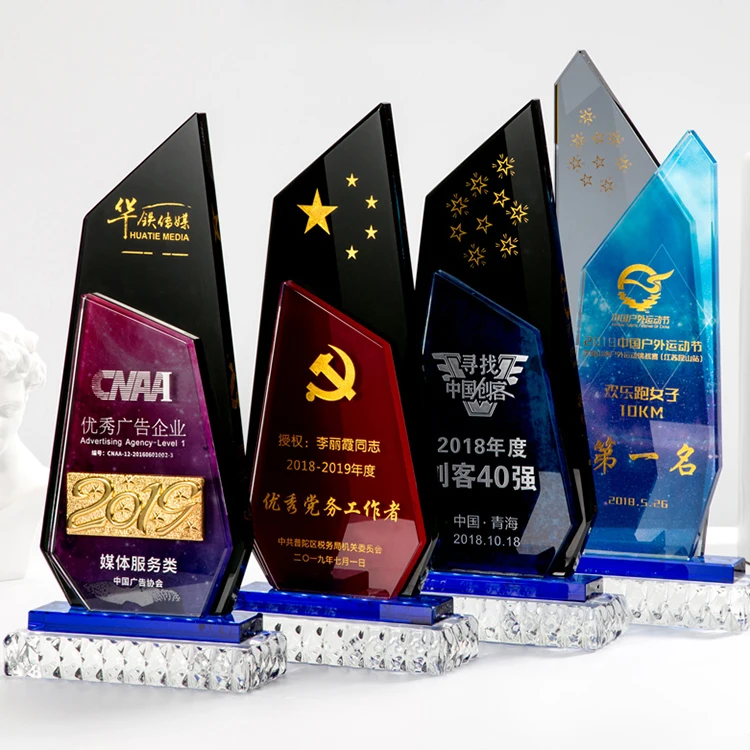 Новый дизайн гравировки чёрный кристалл награда и трофей