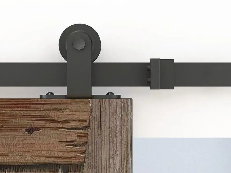 
competitive factory price black coated China factory sliding wooden barn door hardware rail and kit 