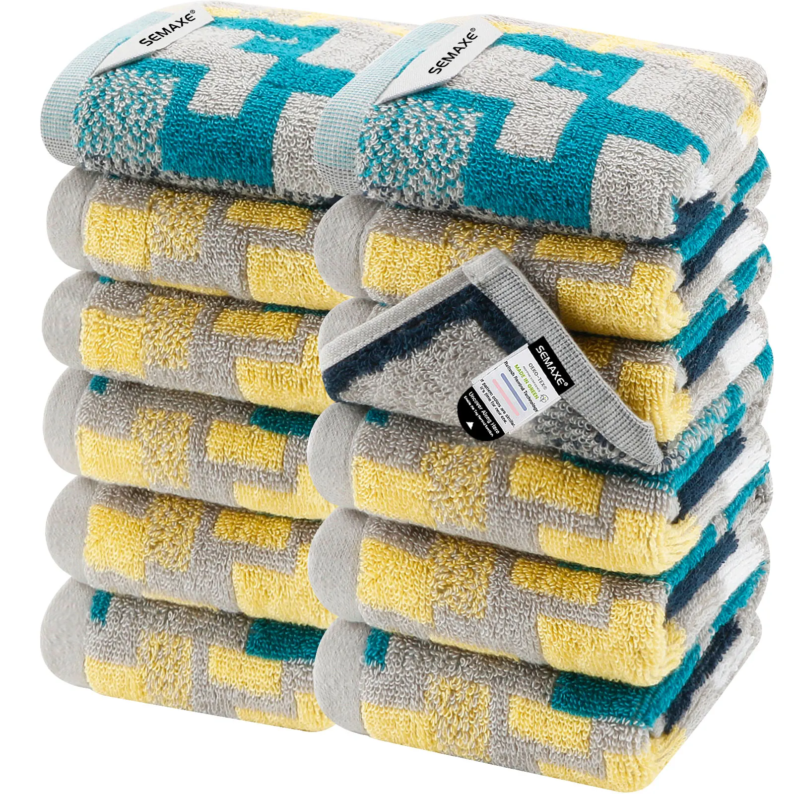 Хит продаж разноцветный набор из окрашенной пряжи 100% хлопчатобумажной мочалки 12 предметов полотенца для лица ванной и гостиничного использования