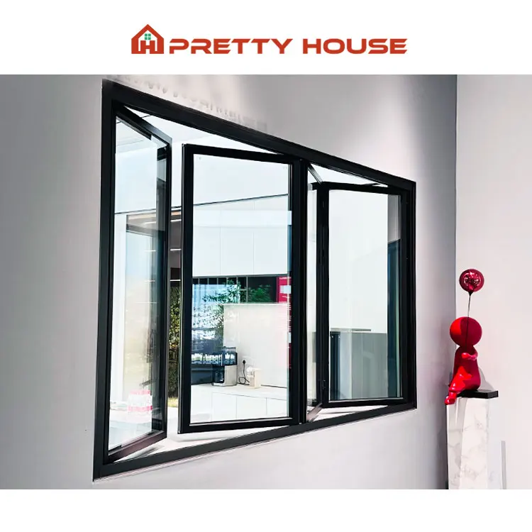 Modern Thermal Break Aluminum Bi Folding Window Soundproof Accordion Sliding Glass Windows