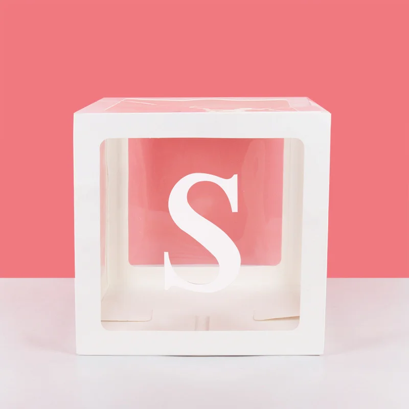 30 CM Girl and Boy Box Transparent Balloon Boxes Block for First Baby Shower Wedding  Party Decorations