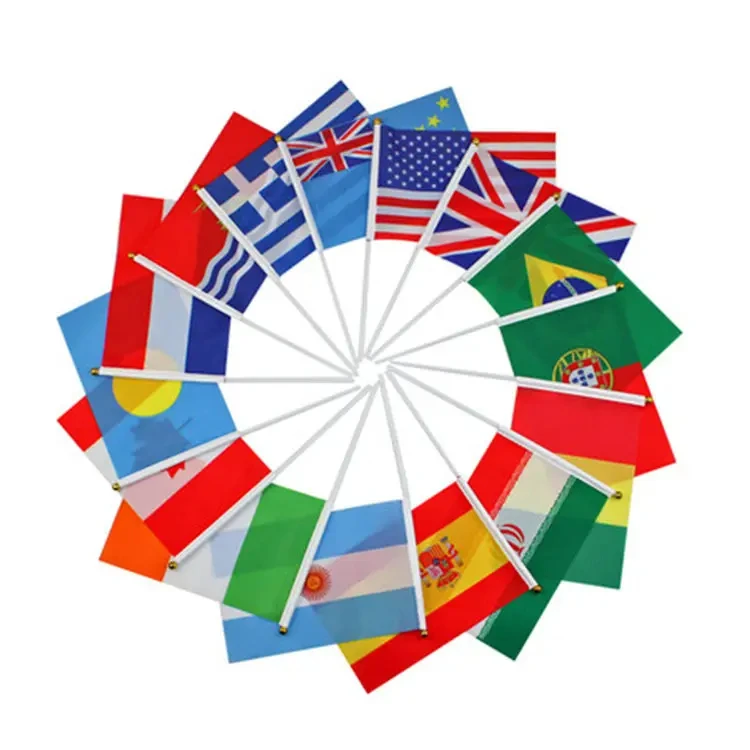 Huiyi Small Hand Held Flags Promotion Country Waving 14*21cm Custom Kazakhstan Flag