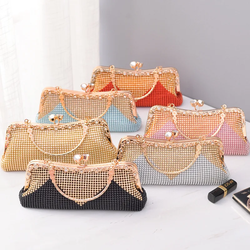 BESTELLA Luxury Small Evening Bag Rhinestone Colorful Purse Bling Party Shoulder Bag High Quality Wedding Purse Clutches