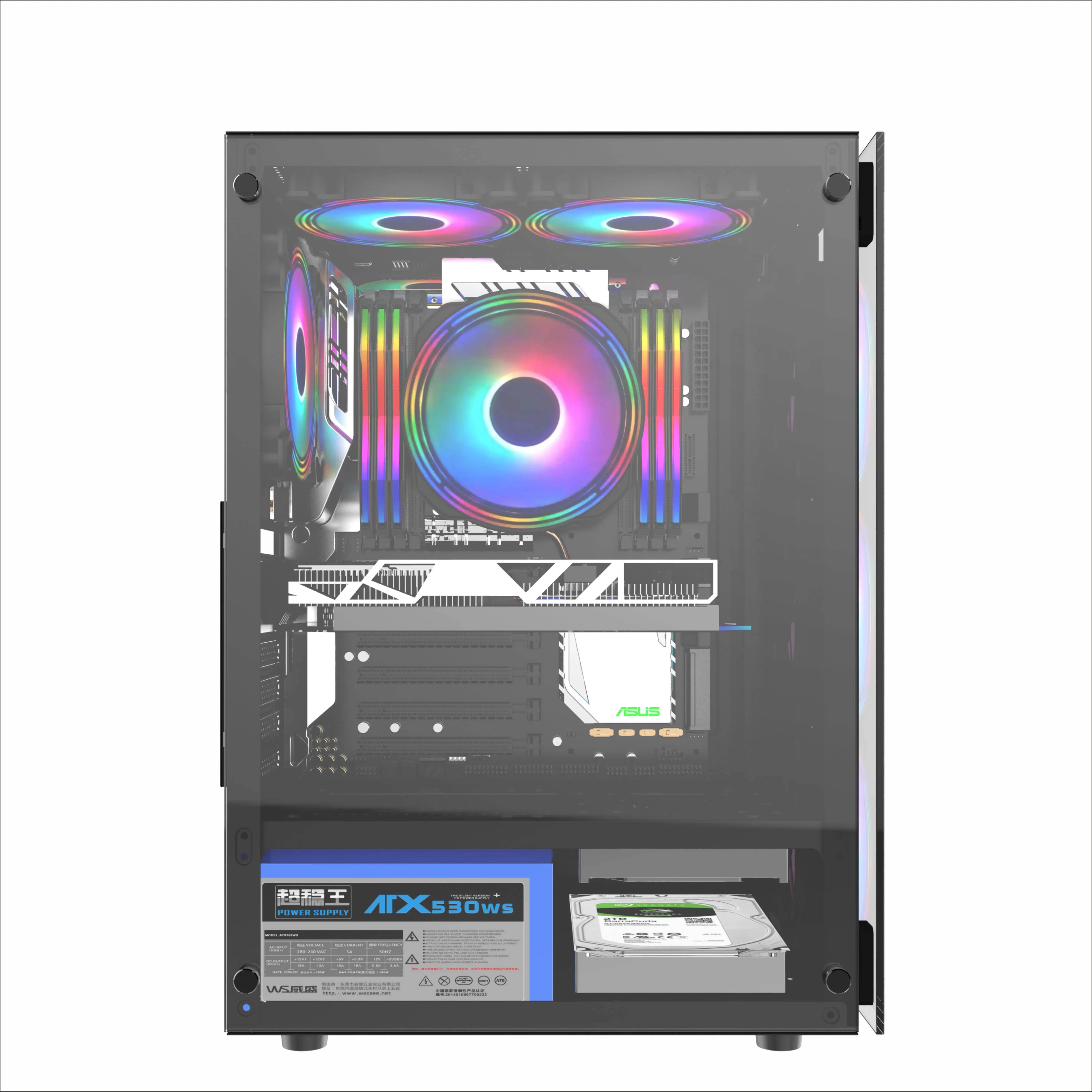 2021 SECC Mid Tower PC Computer Case RGB Tower