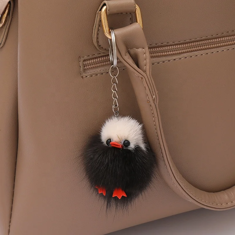 Kawaii Chick Keychain Gift Pom Pom Designer Keychain Wholesale Plush Llaveros Carro Animals Fur Ball Key Ring