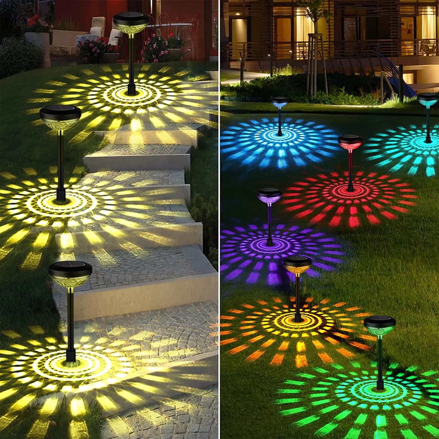 High-quality whole Decorative Solar Garden Lights Outdoor Color Changing Warm White Solar Pathway Lights With Beautiful Patterns