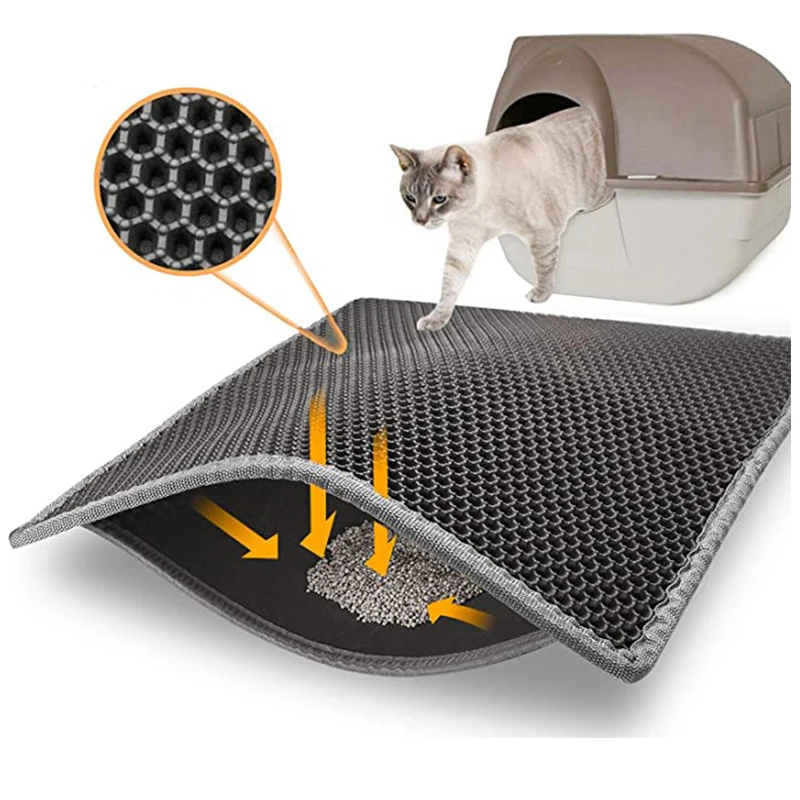 Waterterproof custom logo double-layer eva pet litter mats cat trapping litter sand mats eva cat litter mats
