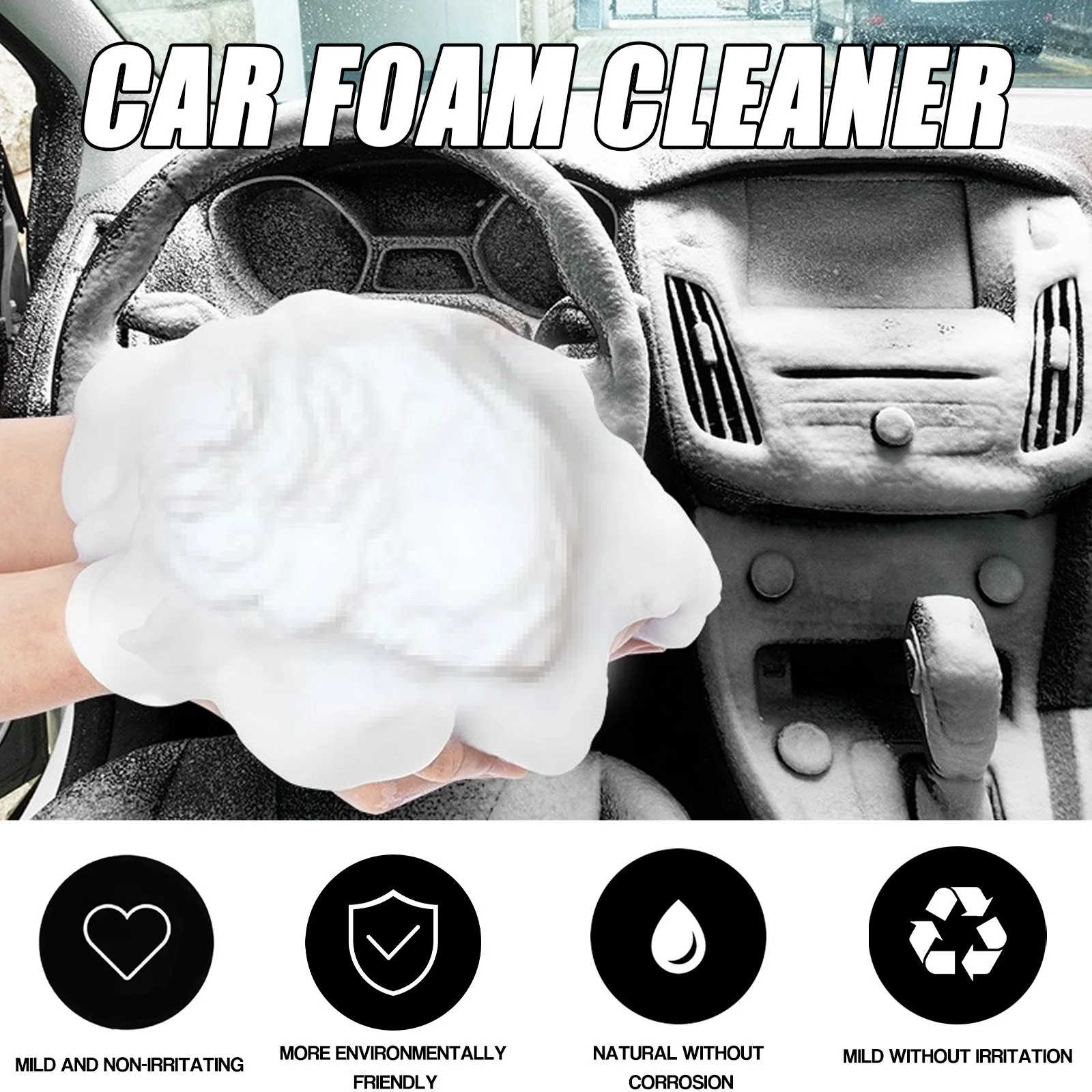 Car Cleaning Spray Foam Gun With Brush Waterless Car Wash Multipurpose Foam Cleaner Spray For Foam Carpet Cleaning