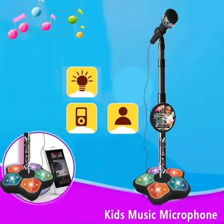 Musical Microphone with Popular Song Music Instrument Toys Brain-Training Educational Toy Birthday Gift for Girl Boy