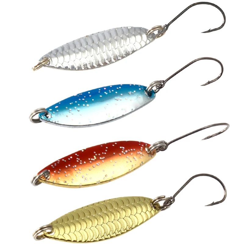 Hard Baits Sequins Noise Paillette Metal Spoon Set Leech Fishing Lure 34mm 3g Metal Fishing Spoon Lure Set