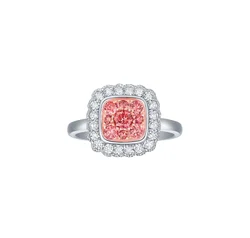 Lab-grown pale pink jewelry VS1 sparkly round cut diamond ring GIA certified