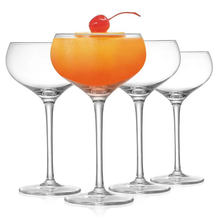 Coupe Cocktail Glass | Set of 2  8 oz  Hand-Blown Crystal Martini Glasses Unique Art Deco Cocktail Glasses