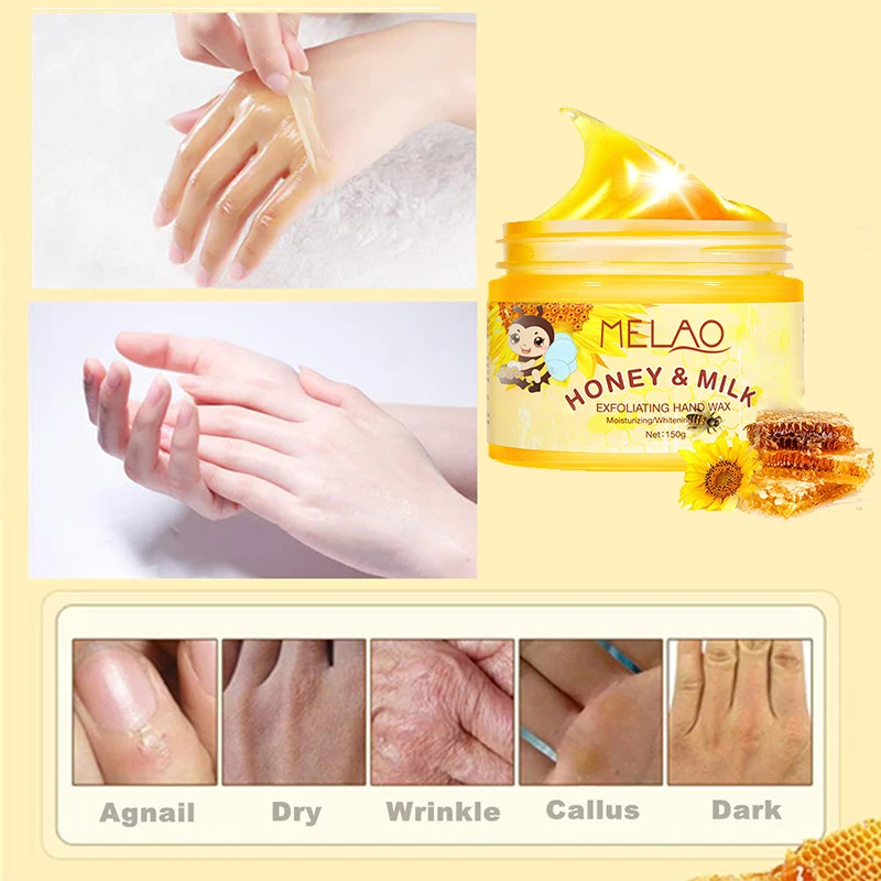 Частная торговая марка увлажняющий Восстанавливающий Отшелушивающий воск для удаления темных суставов желтого пилинга молока меда воска для рук