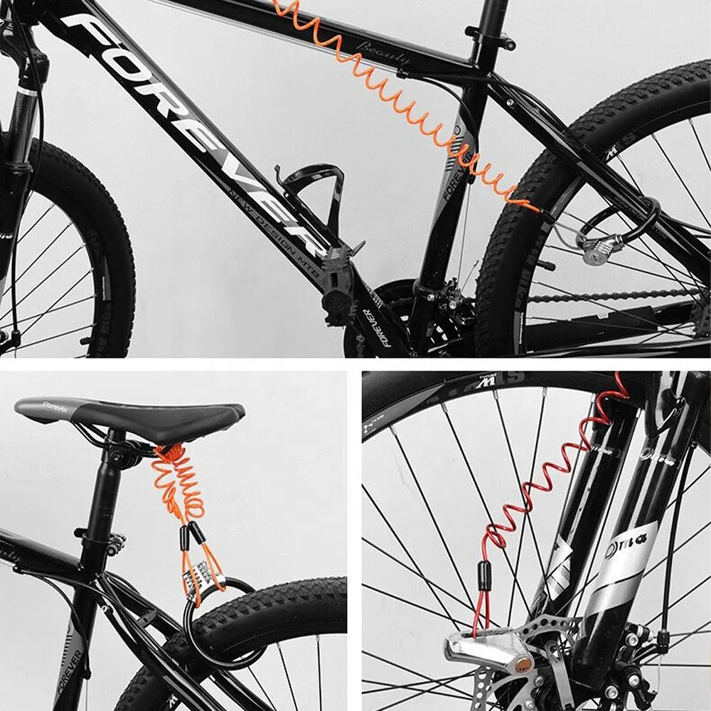 Security Anti Theft Motorbike Scooter Alarm Disc Lock Cable Lanyard With Carabiners Stage Bike Bicycle Spring Reminder Rope Wire