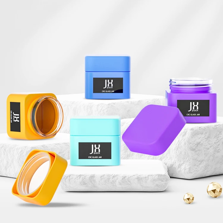 1oz 2oz 3oz 4oz Wholesale Child Resistant Packaging Childproof Stash Smell Proof Container Child Proof Square Glass Jar