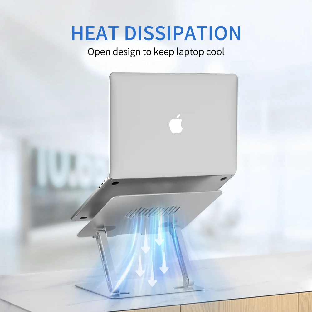 Newest Desk Notebook Foldable Height Adjustable Support Ergonomic Rack Vertical Laptop Holder With Metal Dual Layer