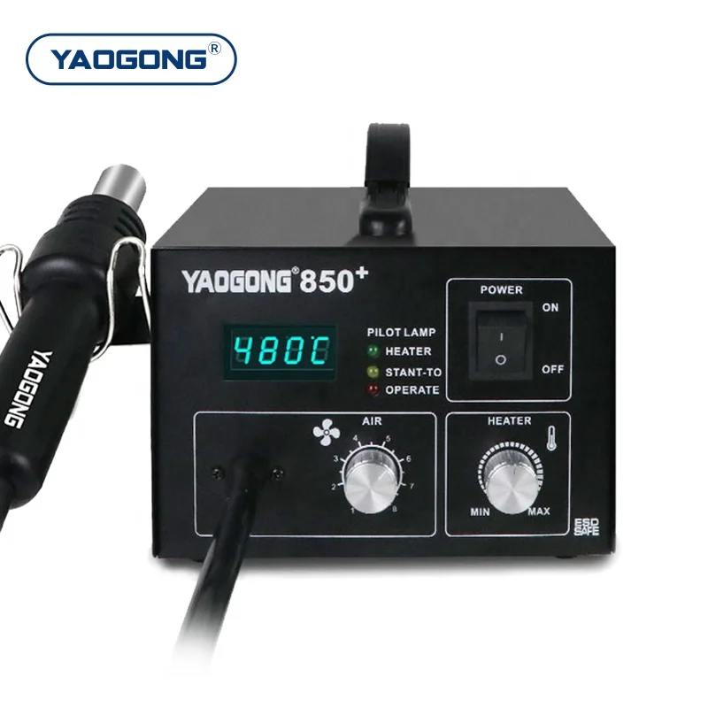 YAOGONG 850+ SMD Soldering Station Hot Air Blower Heat Gun Welding Solder Iron Desoldering BGA Rework Station