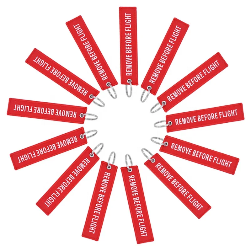 REMOVE BEFORE FLIGHT Embroidery Keychain Aviation Key Tag For Pilots