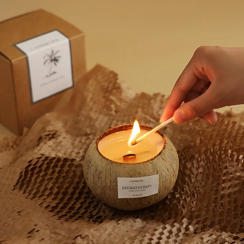 Coconut Bowl Candle,Organic Soy Wax Candle, Scented Coco Shell Candles. Eco Friendly Gift