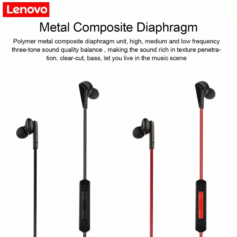 Original Lenovo HE01 Wireless Headphone Sports Earbuds Noise Cancelling Headsets hearing aid In-ear Neckband Earphones