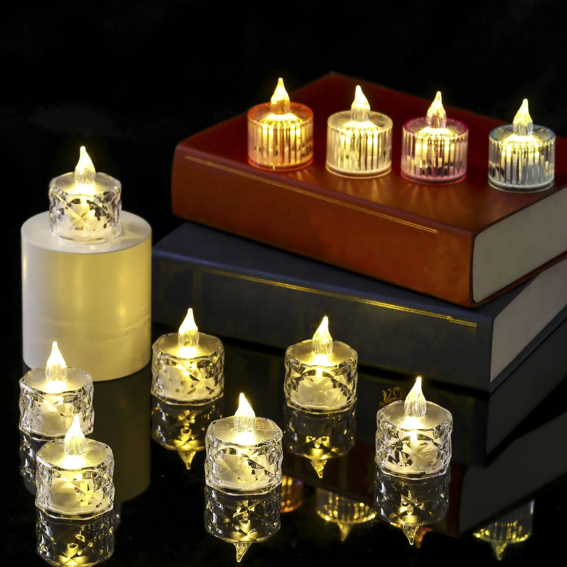 Beautiful LED Flameless Candles Flickering Crystal Candles Battery Included Romantic