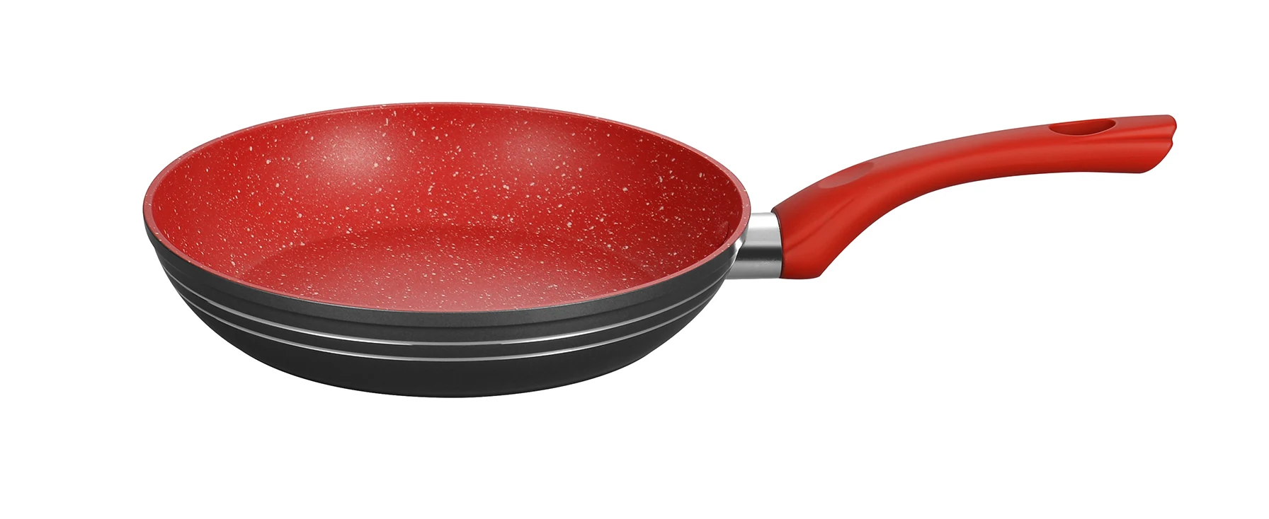 Top sale with high quality 3layer Red Marble non-stick frying pan with soft touch handle Eco-friendly non-stick Skillet