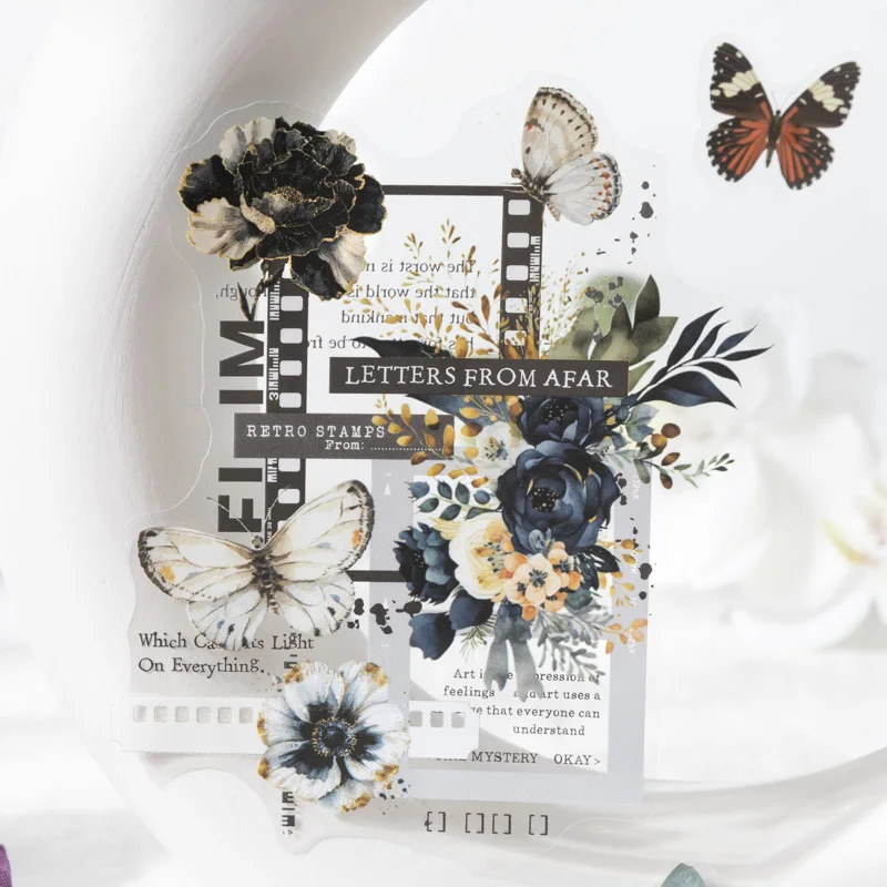 10 sheets/pack, large-sized collage stickers, flower blooming summer series PET decorative stickers, 6 styles