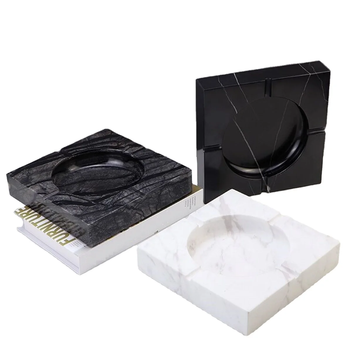 Nordic Style Rectangular Square Natural 20X20X4CM Price Cigar Smoking Unique Ashtray for Living Room Table marble ashtray