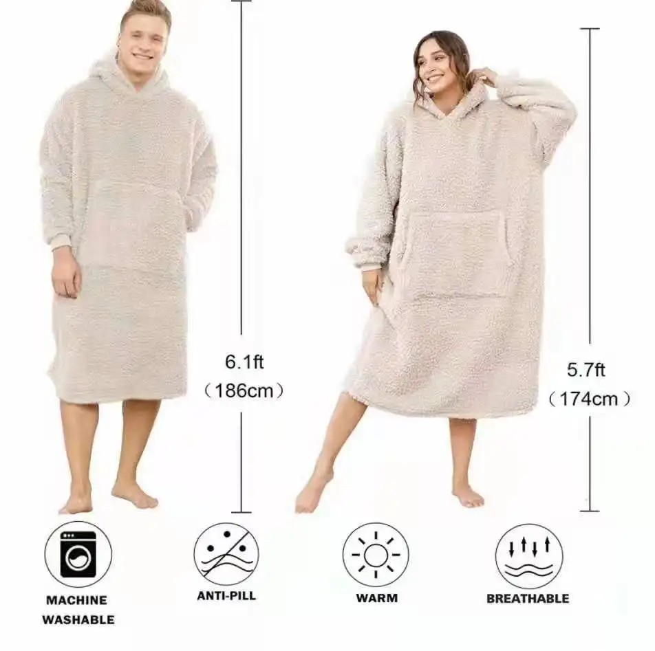 Wearable Blanket Hoodie, Oversized Sherpa Hooded Hoodie Blanket Sweatshirt Cozy Warm Soft Thick Flannel Fleece TV-Blanket Shark