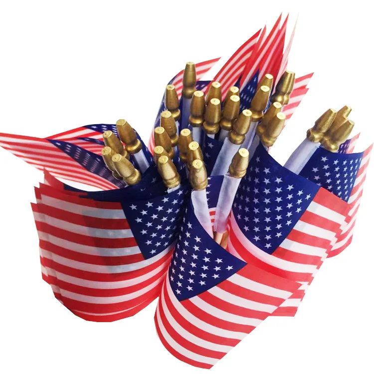 Small American Flags on Sticks Mini Handheld US Flags Stick with Solid Wooden Pole  4th of July Independence Day Decorations