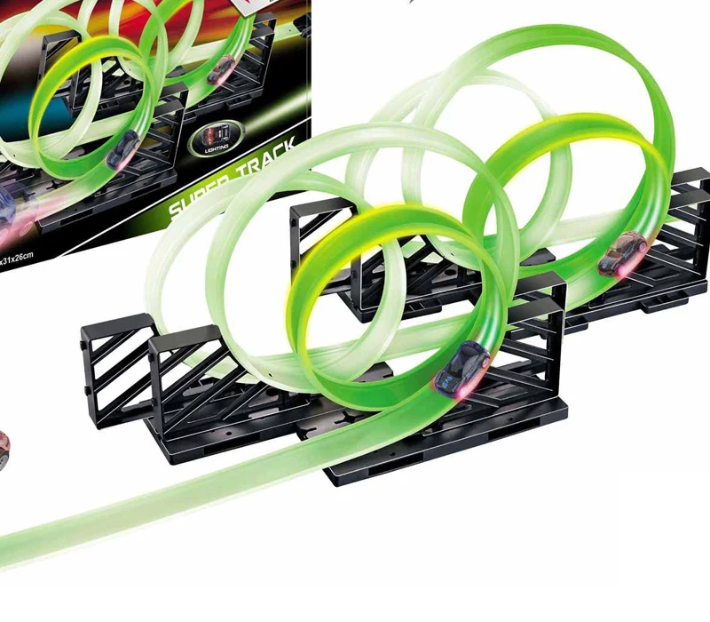 Car Railway Toy  Rail Slot Pull Back Car Racing Luminous Track Set Toy  Best Selling Night Light Pull Back Car Track set